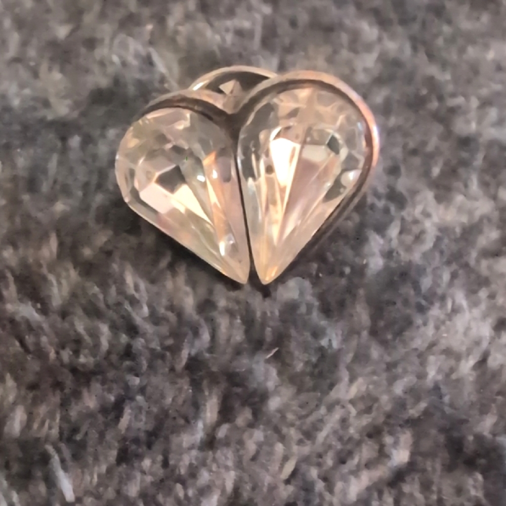 Signed RR Crystal Heart Lapel Pin